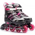 deli得力轮滑鞋 儿童可调节溜冰鞋 F3103 四轮直排轮滑 闪光碳钢铝合金 男女中号大号34-37码